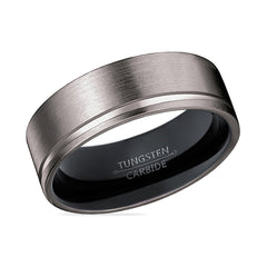 MAMBA | Black Gunmetal Offset Groove Tungsten Ring