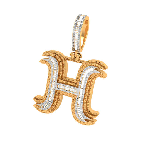 Onirique Initials 925 Sterling Silver 14K Gold Plated Pendant With Diamond Stones