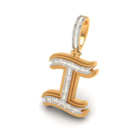 Onirique Initials 925 Sterling Silver 14K Gold Plated Pendant With Diamond Stones