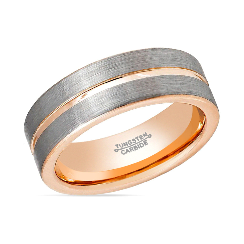 KASE | Tungsten Ring Rose Gold Groove