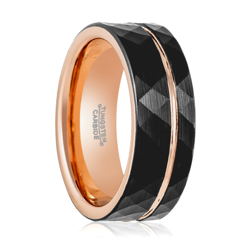 ORLANDO | Rose Gold Grooves Tungsten Ring