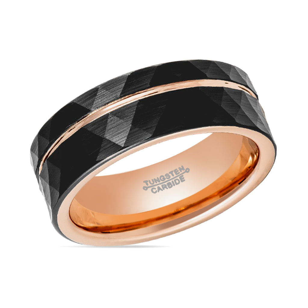 ORLANDO | Rose Gold Grooves Tungsten Ring