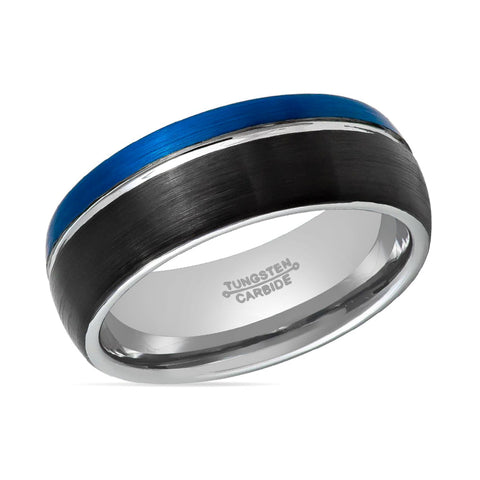 HYBRID | Three Tone Natural Blue & Black Tungsten Ring