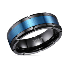 BLIZZARD | Black & Blue Tungsten Ring