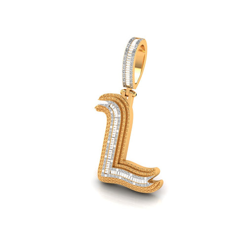 Onirique Initials 925 Sterling Silver 14K Gold Plated Pendant With Diamond Stones