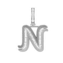 Onirique Initials 925 Sterling Silver Rhodium Plated Pendant With Diamond Stones