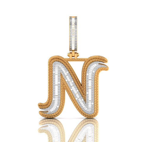 Onirique Initials 925 Sterling Silver 14K Gold Plated Pendant With Diamond Stones