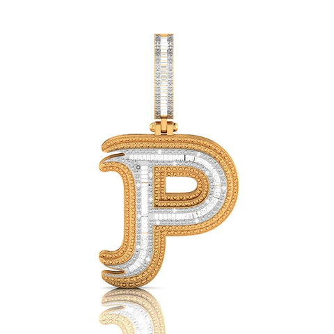 Onirique Initials 925 Sterling Silver 14K Gold Plated Pendant With Diamond Stones