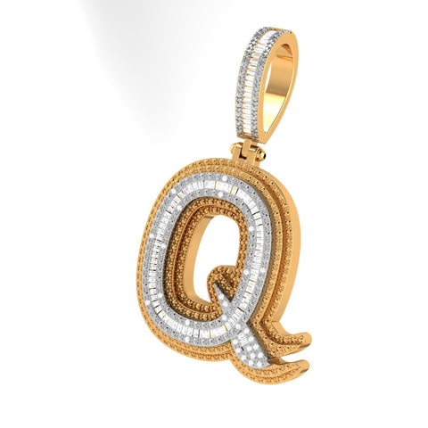 Onirique Initials 925 Sterling Silver 14K Gold Plated Pendant With Diamond Stones