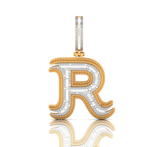 Onirique Initials 925 Sterling Silver 14K Gold Plated Pendant With Diamond Stones