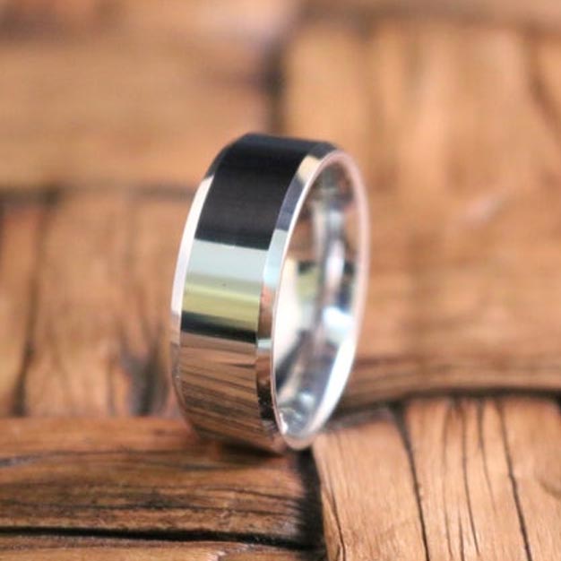 REBEL High Polished Silver Tungsten Ring