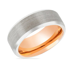 TAURUS | Rose Gold Silver Brushed Beveled Tungsten Ring