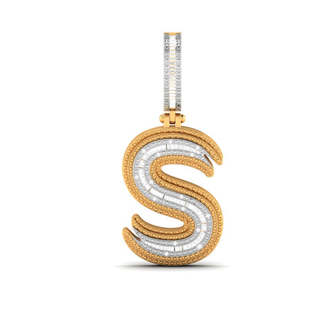 Onirique Initials 925 Sterling Silver 14K Gold Plated Pendant With Diamond Stones