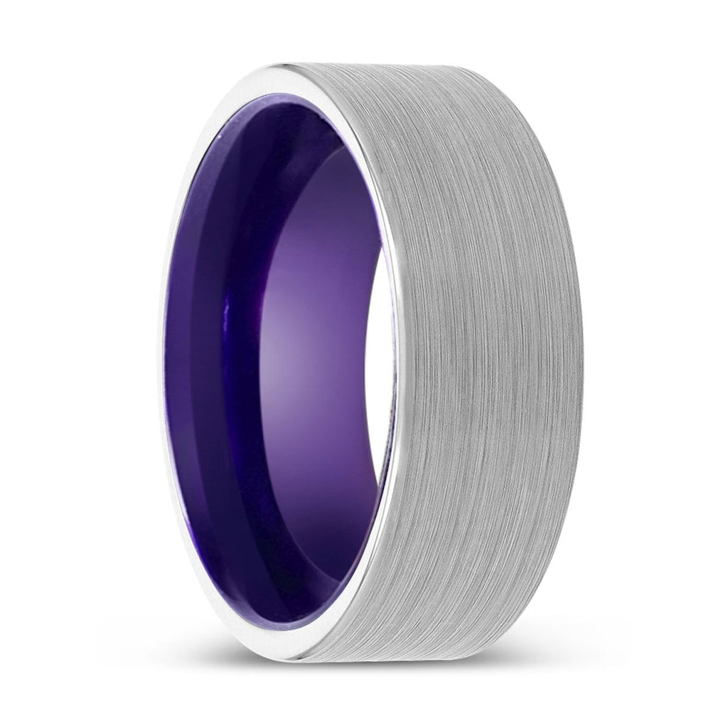 MARVINA | Purple White Brushed Flat Tungsten Ring