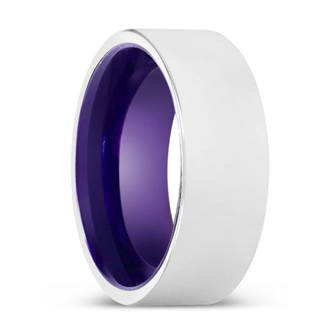 RAYHAN | Purple White Shiny Flat Tungsten Ring