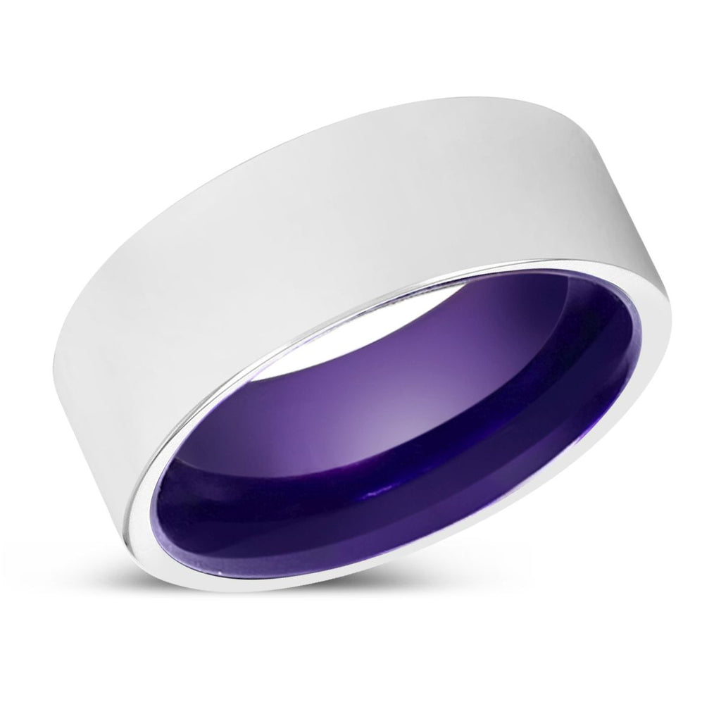 RAYHAN | Purple White Shiny Flat Tungsten Ring