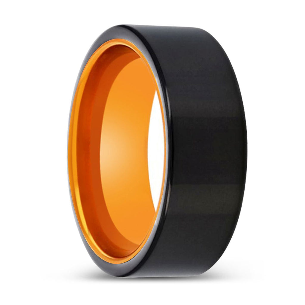 JEROLD | Orange Black Flat Shiny Tungsten Ring