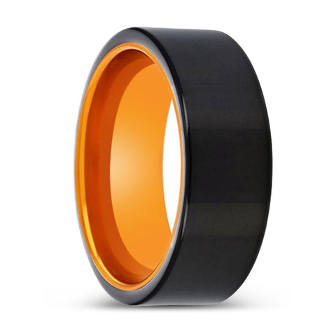 JEROLD | Orange Black Flat Shiny Tungsten Ring