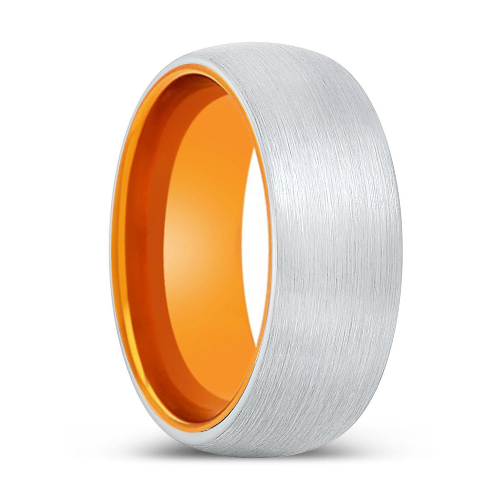 DIRECTOR | Orange White Brushed Domed Tungsten Ring