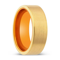 CAERLEON | Orange Gold Brushed Flat Tungsten Ring