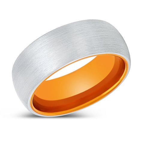 DIRECTOR | Orange White Brushed Domed Tungsten Ring