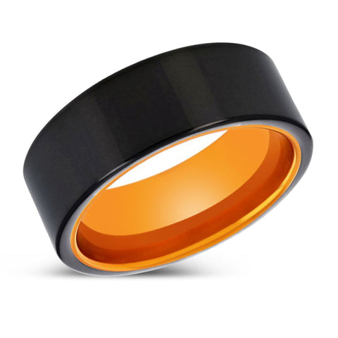 JEROLD | Orange Black Flat Shiny Tungsten Ring