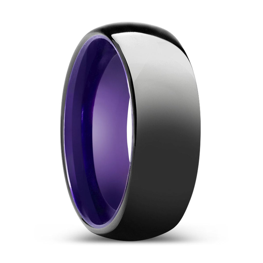 DAUER | Black Shiny With Purple Inside Tungsten Ring