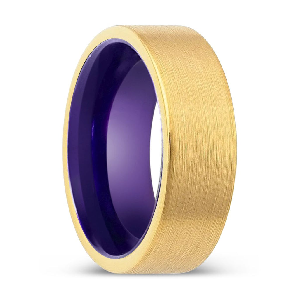 WOLFDEN | Purple Gold Brushed Flat Tungsten Ring