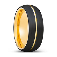 ZDENKO | Gold Black Domed Gold Groove Tungsten Ring