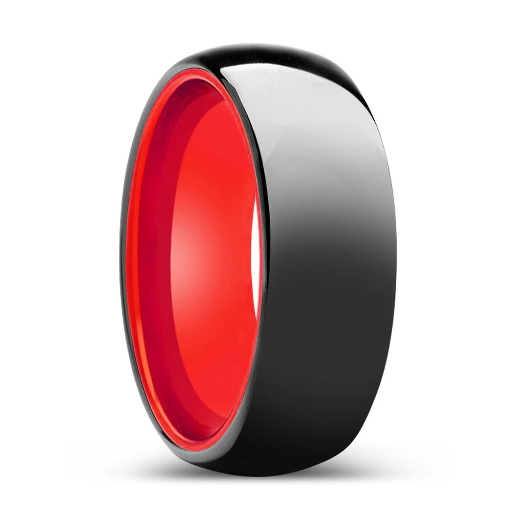 LUMINATE | Red Black Shiny Domed Tungsten Ring