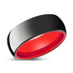 LUMINATE | Red Black Shiny Domed Tungsten Ring