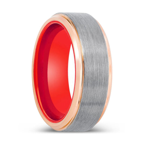 WILDY | Red Rose Gold Stepped Edges Tungsten Ring