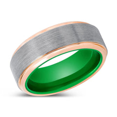 GIBBS | Green Rose Gold Stepped Edges Tungsten Ring