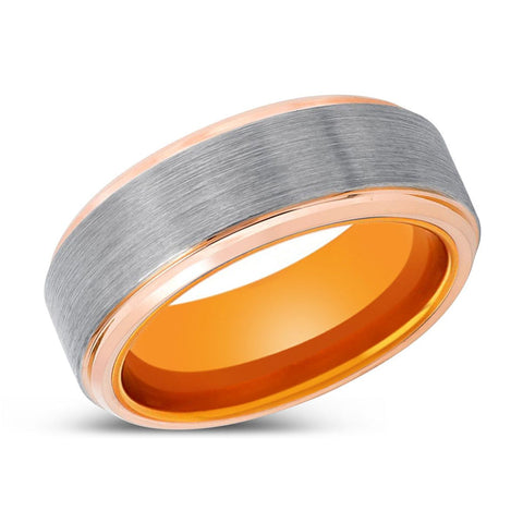 TURK | Orange Rose Gold Stepped Edges Tungsten Ring