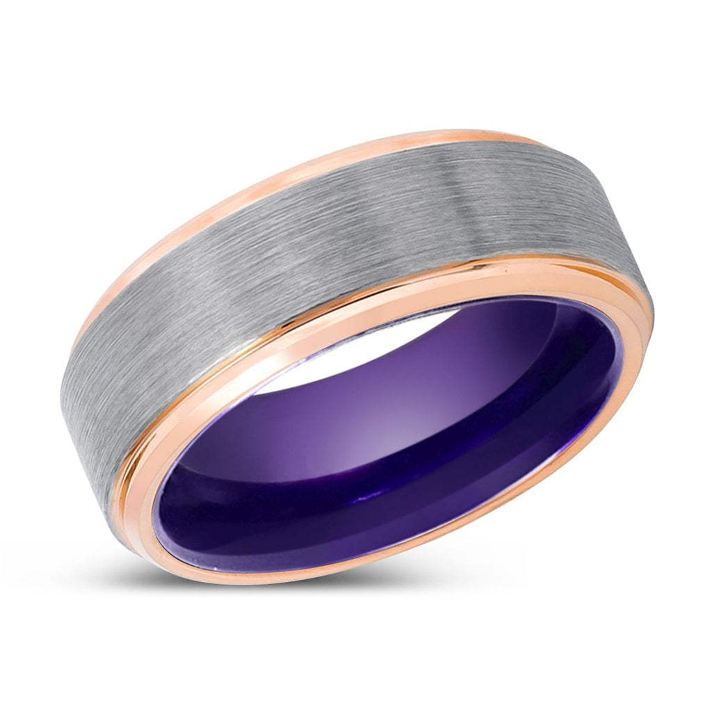 CHIPPER | Purple Rose Gold Stepped Edges Aluminum Ring