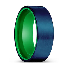 RUVEN | Green Blue Brushed Flat Tungsten Ring