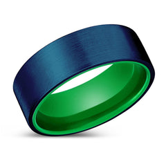 RUVEN | Green Blue Brushed Flat Tungsten Ring