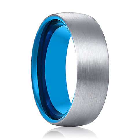 ARTIC | Blue Silver Brushed Domed Tungsten Ring