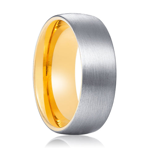 SOLAR | Gold Silver Brushed Domed Tungsten Ring