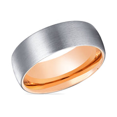 GTR | Rose Gold Silver Brushed Domed Tungsten Ring