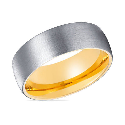 SOLAR | Gold Silver Brushed Domed Tungsten Ring