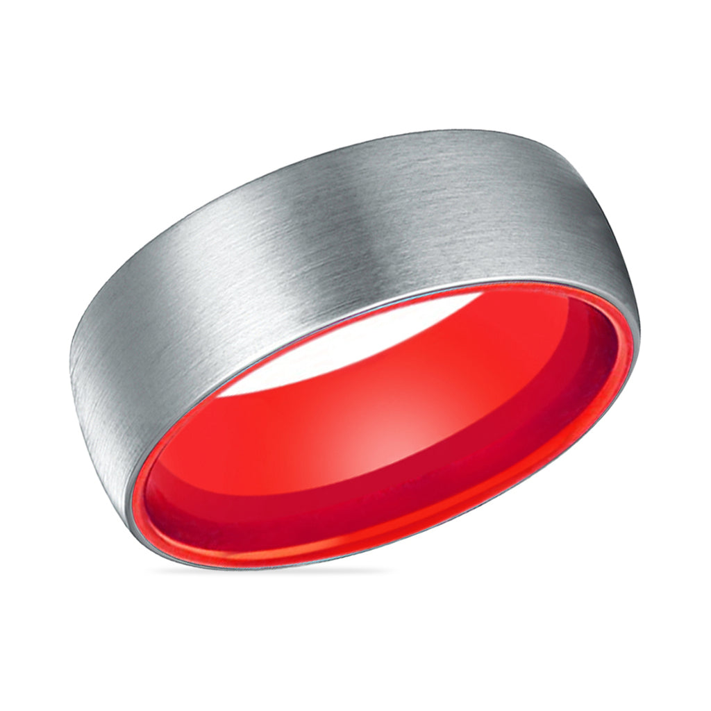 NOBLE | Red Silver Brushed Domed Tungsten Ring