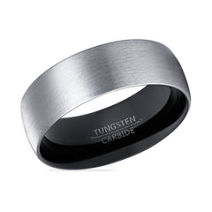 PANGO | Black Silver Brushed Domed Tungsten Ring