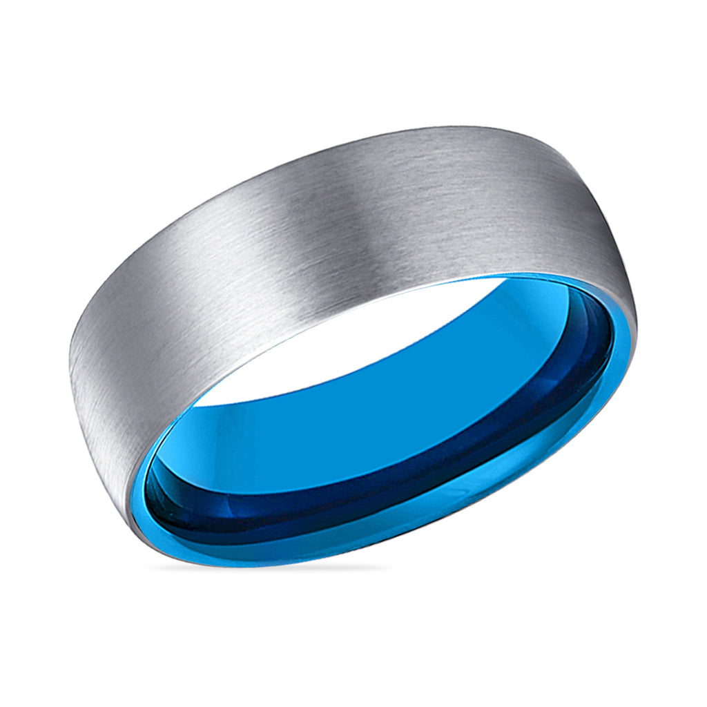 ARTIC | Blue Silver Brushed Domed Tungsten Ring