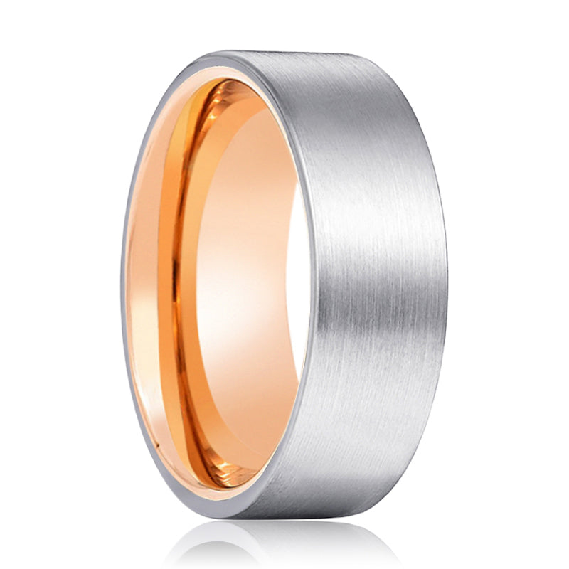 NORSK | Rose Gold Silver Brushed Flat Tungsten Ring