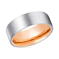 NORSK | Rose Gold Silver Brushed Flat Tungsten Ring