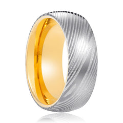 JUNO | Silver Damascus Gold Steel Ring