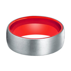 NOBLE | Red Silver Brushed Domed Tungsten Ring