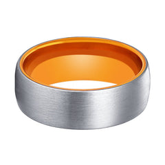 PORSCHE | Orange Silver Brushed Domed Tungsten Ring