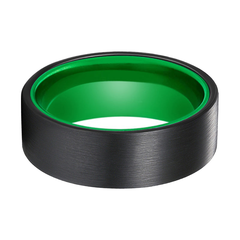 KERMIT | Green Black Flat Brushed Tungsten Ring